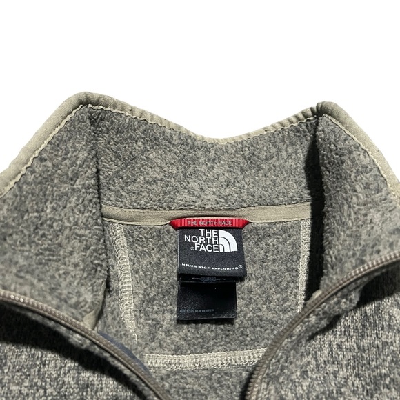The North Face Fleece Pullover Quarter-Zip Sweater Oatmeal Color Mens Size Small - Picture 3 of 5